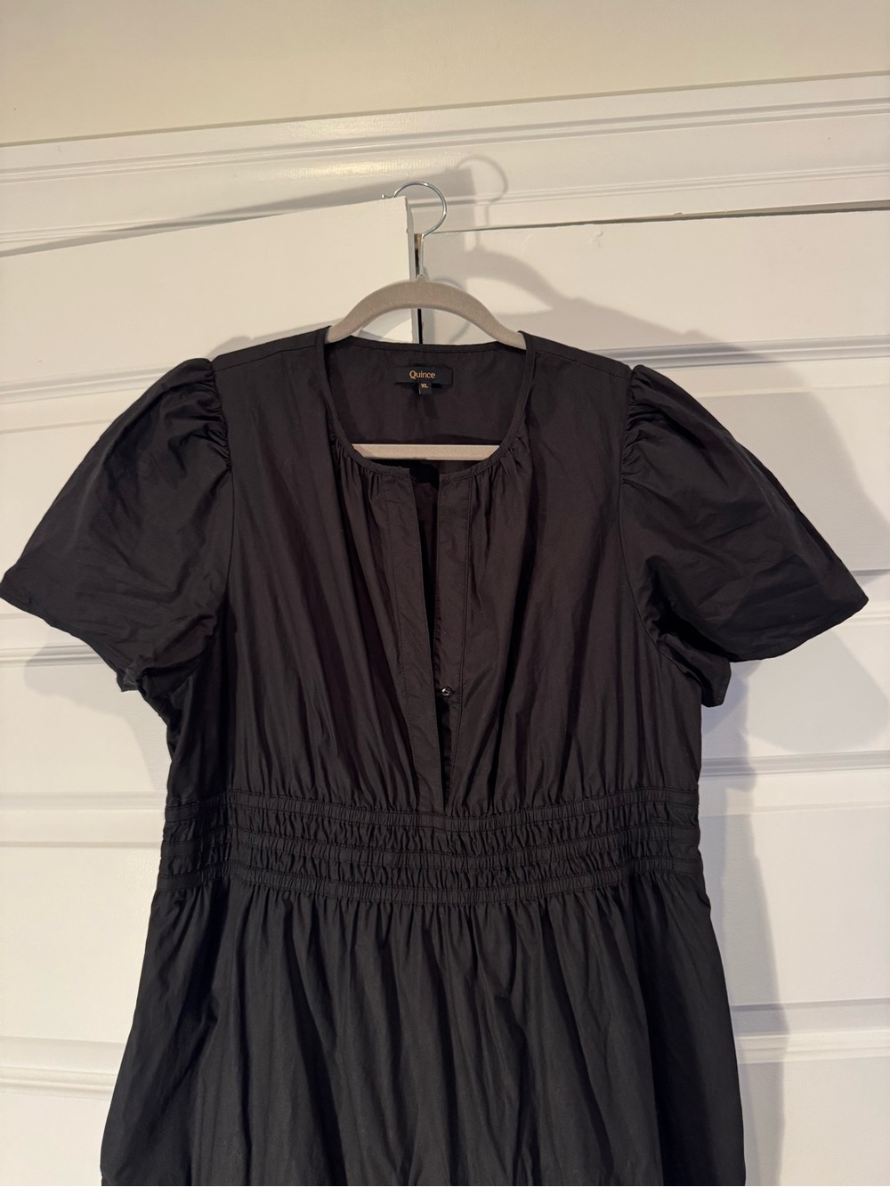 Quince 100% Organic Cotton Poplin Tiered Maxi Dress XL Black - Picture 4 of 5